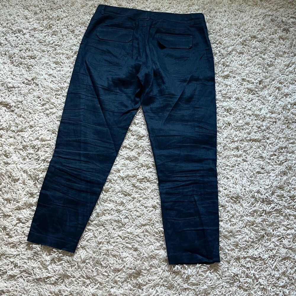 Vince Linen Blend Cargo Pocket Ankle Pants Women's Size 8 Navy Blue - Picture 6 of 15